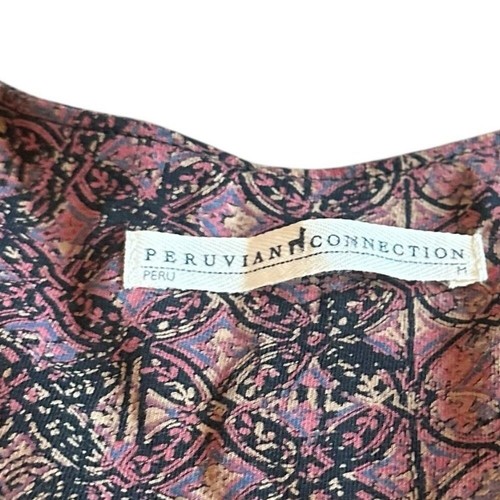 Peruvian Connection Margaux Dress Bohemian Print 3/4 Sleeve Stretch Size Medium - Picture 12 of 12