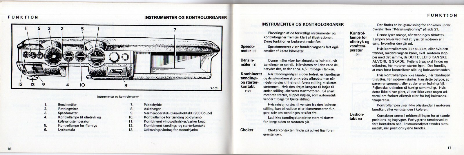 Sunbeam 900 De-Luxe & Coupe 1968-1970 Danish Market Owner's Handbook Hillman Imp