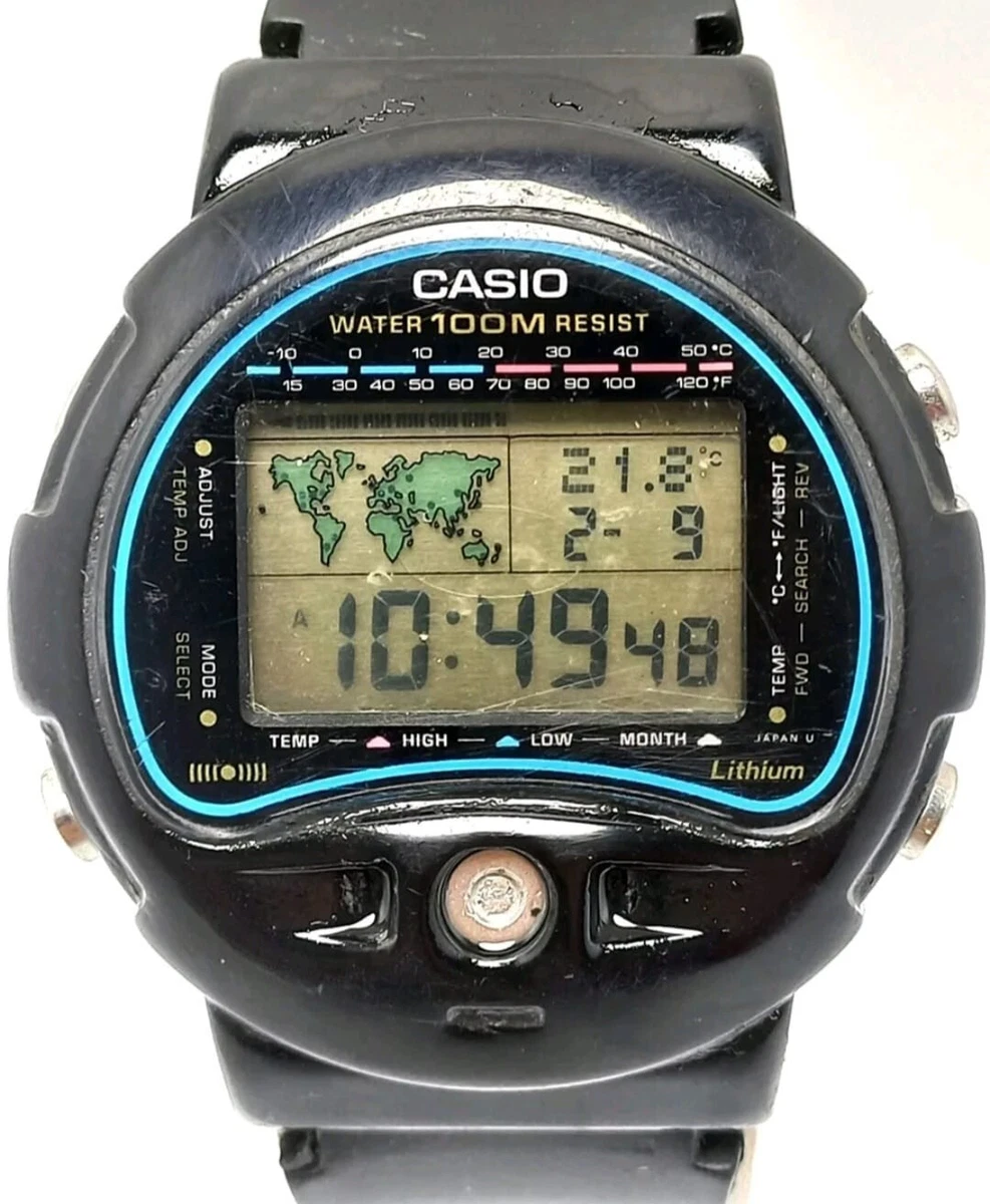 Casio TS-100 Thermometer World Time Vintage Men's Watch