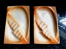 Two Vintage Mid Century Large Ceramic Rectangular Ashtrays, 7.5" by 4.75" USA.