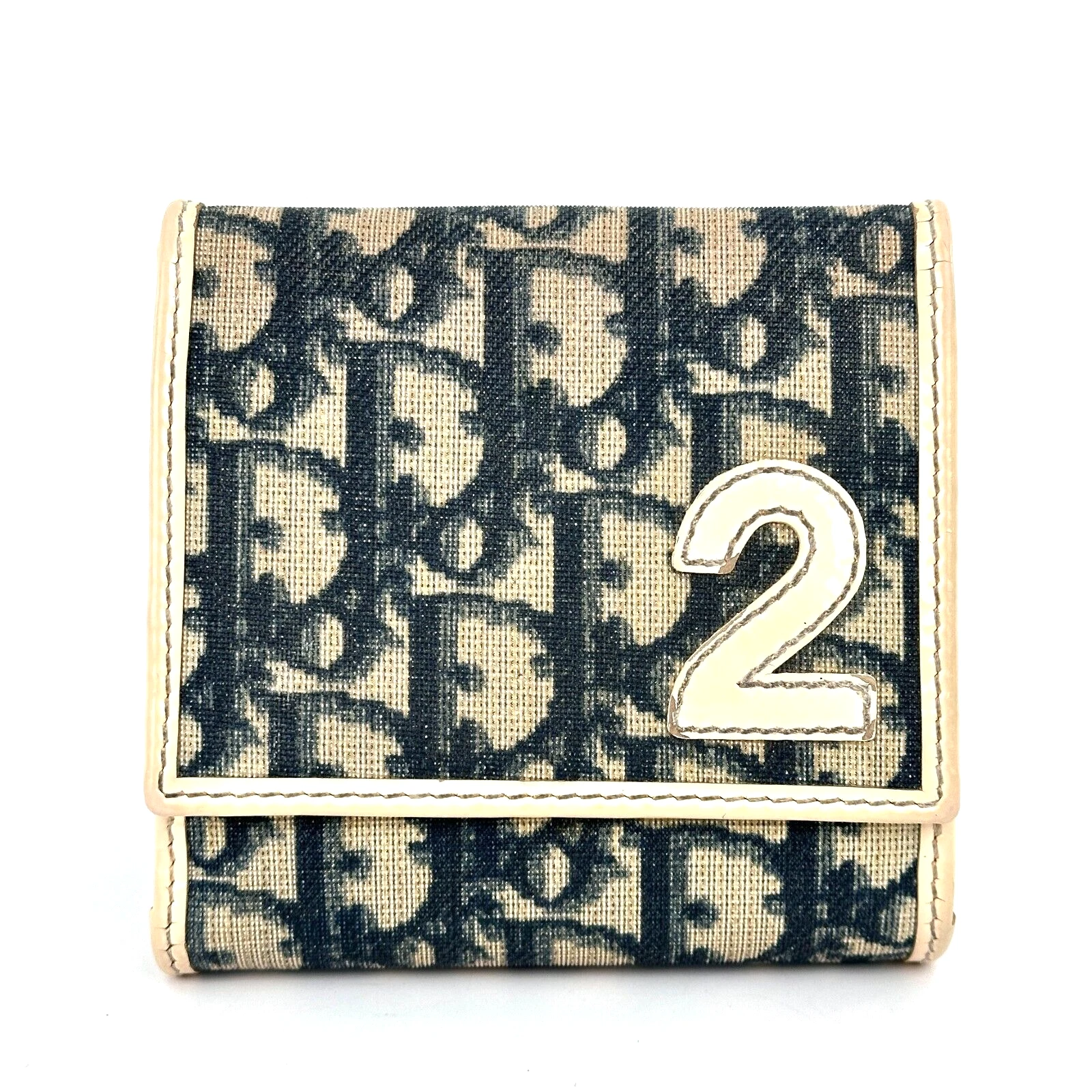 Dior Portefeuille Trotteur Bifold PVC Cuir Verni Auth 0487