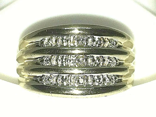 10KY Gold WIDE DIAMOND WEDDING BAND  SIZE 7 , 11.7mm WIDE 