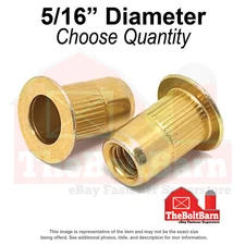 5/16"-18 Large Flange Knurled Body Rivet Nuts Zinc Yellow Long (Pick Quantity)