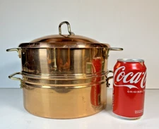 Copper Clad Steamer Pot with Lid.  8.75" dia.  base is 3.5" basket is 3.25" tall
