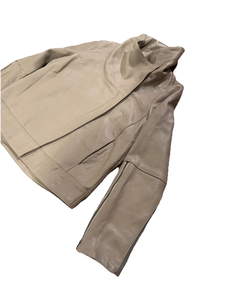 Helmut Lang Lamb Leather Biker Jacket Size LARGE Tan - Image 4 of 4