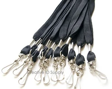WHOLESALE 100 PCS BLACK ID NAME BADGE STRAP HOLDER NECK LANYARDS SWIVEL J HOOK