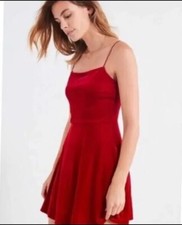 Urban Outfitters Red Velvet Mini Dress Sleeveless Skater Small Flawless USA