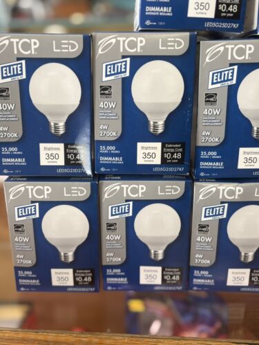 TCP Elite 40W 4W 2700K G25 LED LED5G25D27KF Dimmable Globe Light Bulb 12 Pack - Picture 2 of 2