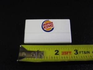 (1) BURGER KING 'BK'  Uniform employee Name badge ** WHITE!