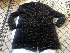 JBS Ltd Vintage Velvet Cardigan Jacket Black Metallic Rainbow Thread Size 3X. SS