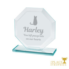 Personalised Pet Memorial Glass Plaque Cat Dog Loss Free Laser Engraving 120mm