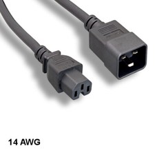 Lot10 3Ft Black Heavy Duty Power Cord IEC-60320 C15 to C20 14AWG 15A/300V PDU