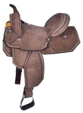 15" Double T Chocolate Brown Roughout Barrel Style Horse Saddle