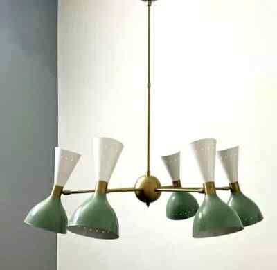 6 Arms 12 Light Mid Century Style Modern Brass Sputnik chandelier Fixture lights