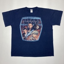 Vintage Gildan STAR WARS I PHANTOM MENACE MOVIE Blue Size XL