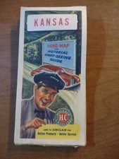 Vintage 1947  HC Sinclair Kansas Highway Gas Station Travel Road Map Vintage