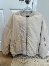 Missguided Women’s Short Bomber Jacket - Size 10 Beige