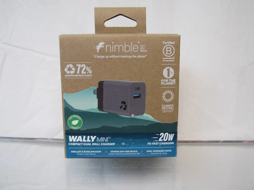 Compact Dual Wall Charger 20W PD Fast Charging Nimble Wally Mini NEW -fast ship!