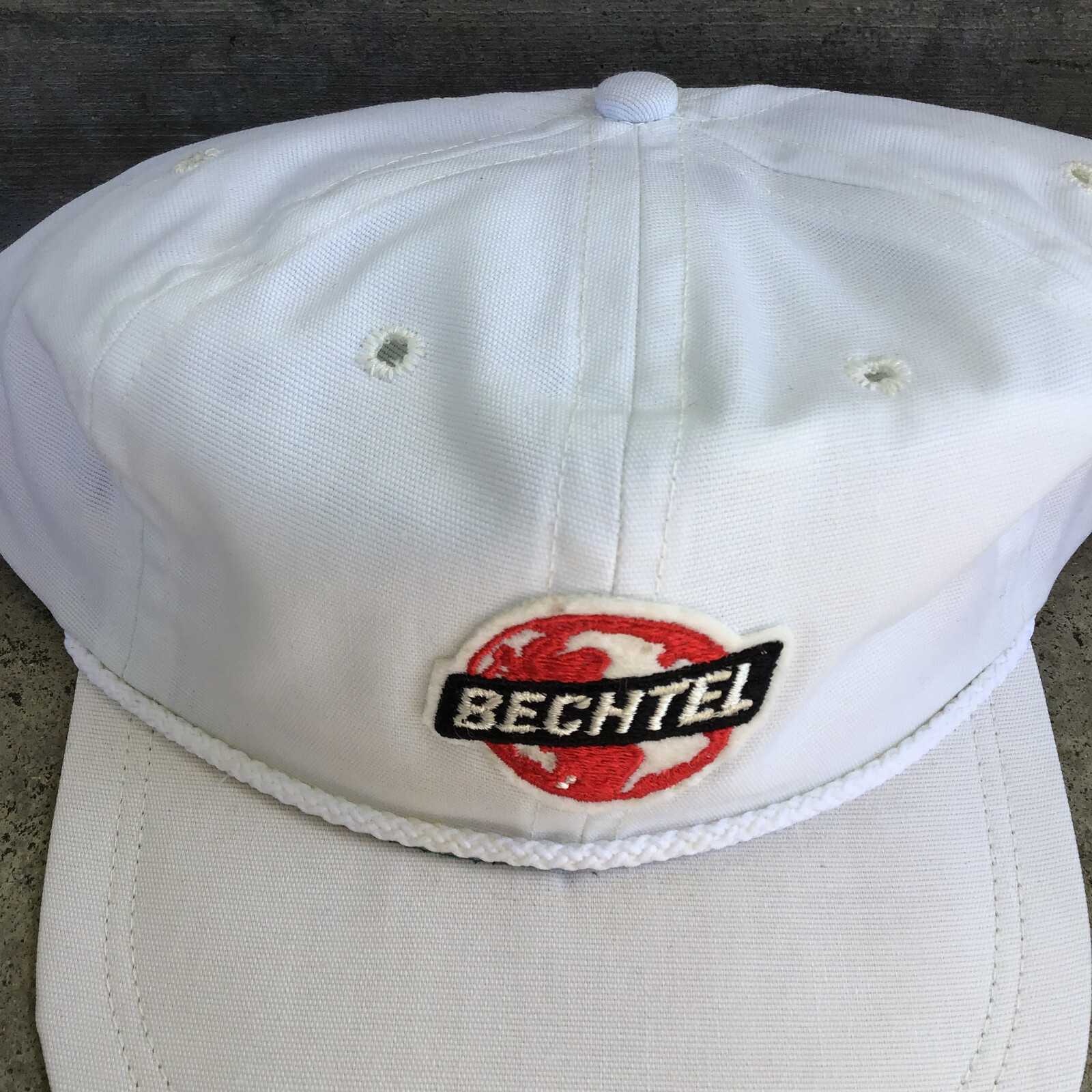 Vintage Bechtel Construction Patch Hat White Adju… - image 2