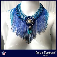 Jewelry Woman Vintage Necklace Embroidered Choker Luxury Macramè Fringe Crystal