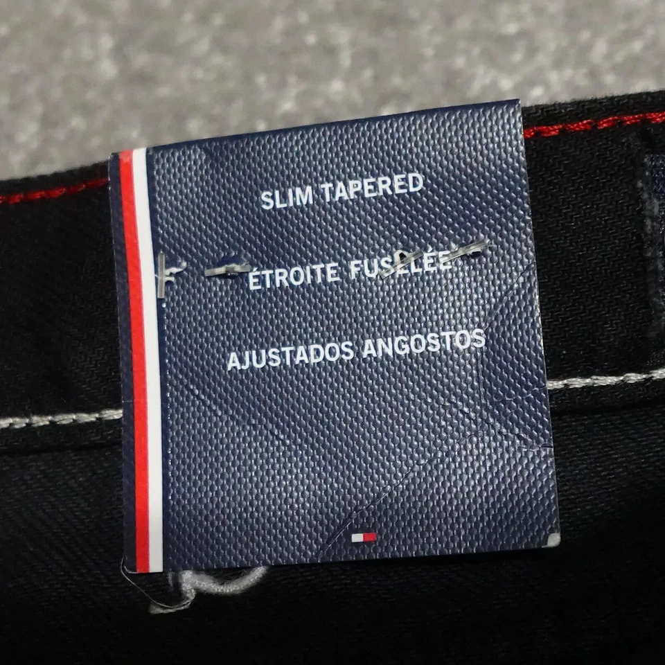 Tommy Hilfiger Slim Tapered Jeans Girl's Size 18 Black Embroidered Logo Denim - Image 4 of 4