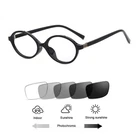 Retro Round TR90 Full Rim Photochromic Grey Reading Glasses Sunglasses UV400