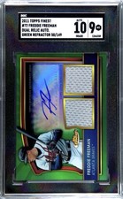 2011 Topps Finest #72 Freddie Freeman GREEN REFRACTOR RELIC /149 SGC 9 w/10 AUTO