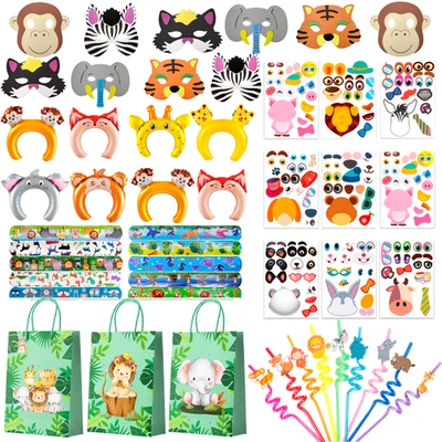 LUMCRAJEMS Jungle Animal Safari Birthday Party Loot Bags Filled Bags Gift Fillers Favours