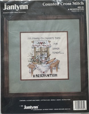 Vintage Janlynn 1989 Counted Cross Stitch Kit #80-35 A Reservation Stoney Creek