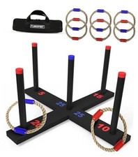 Ring Toss Game, Incl. 6 Rings, Case, Gifts for Kids, Outdoor Yard Games for