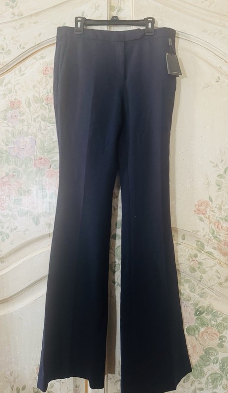 Massimo Dutti Dress Pants Womens 8 Blue Stretch Mid Rise Flared NWT