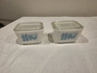 Pair of Vintage Pyrex Amish Butterprint Refrigerator Dishes with Lids 501 B