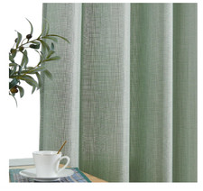 Jinchan Curtain Panels Green Linen Textured Curtains 38x 96 Rod Pocket Drapes