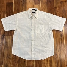 Van Heusen Men's XL 17-17 1/2 White Gray Check Shirt Short Sleeve Classic Fit