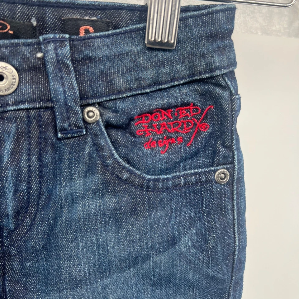 Pantalones de mezclilla bordados peces koi talla 6 Y2K Ed Hardy para niños Foto 3 de 4