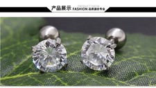 Unisex Real 18K White Gold Filled Stylish 5mm Round Zircon Post Stud Earrings