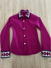 Pink Western Horse Show Shirt XXS Gem Jewels See Description For Measurements
