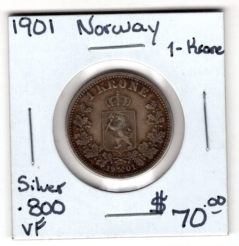 1901 norway 1 Krone silver .800