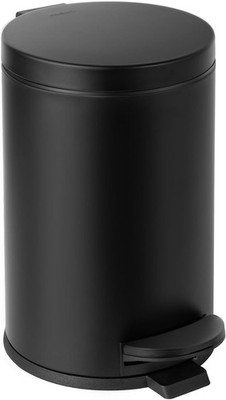 1.2 Gallons Small Black Trash Can, Bathroom Garbage Can with Lid and Foot Pedal,