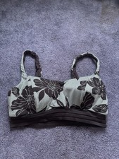 Walmart Reversible Bikini Top Black and Teal Floral Size Large