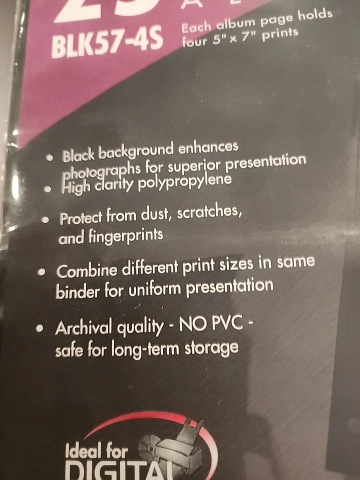 PRINT FILE ARCHIVAL PRESERVERS 25 PAGES OF 57-4S IN BLACK BACKGROUND NEW SEALED - Image 3 of 4