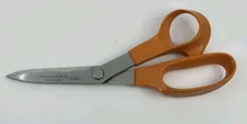 Vintage Fiskars Normark Finland Scissors Shears Orange Handle 8 Inch Wavy Spine