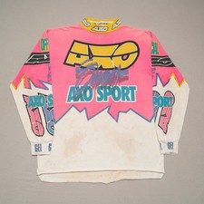 Vintage 90s AXO Sport Wear Racing Motocross MX Jersey Pink White Size L 1992