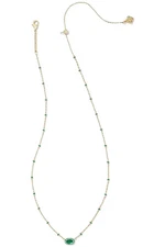 Kendra Scott Womens Mini Elisa Enamel Necklace Gold Emerald