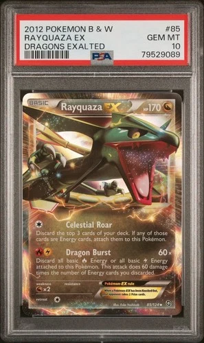 2012 POKEMON B&W DRAGONS EXALTED #85 RAYQUAZA EX PSA 10