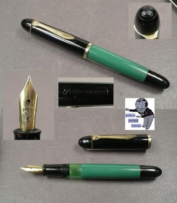 Pelikan 120 Füllfederhalter in schwarz/grün seltene Steno Feder 50ties
