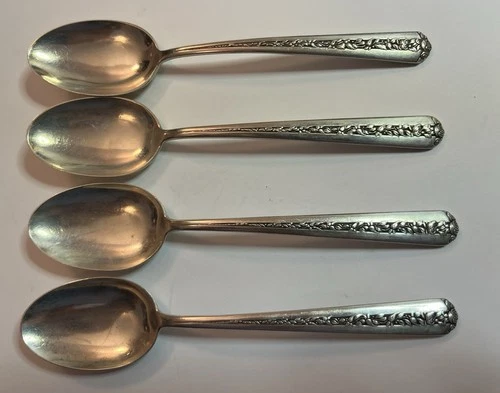 4 Vintage Sterling Silver Teaspoons Towle Rambler Rose Pattern 106 Grams