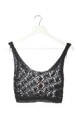 ZARA Top a uncinetto Donna Top Taglia IT 44 nero stile casual