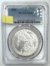 1886 Philadelphia Mint Silver Morgan Dollar PCGS AU50 $1 🇺🇸