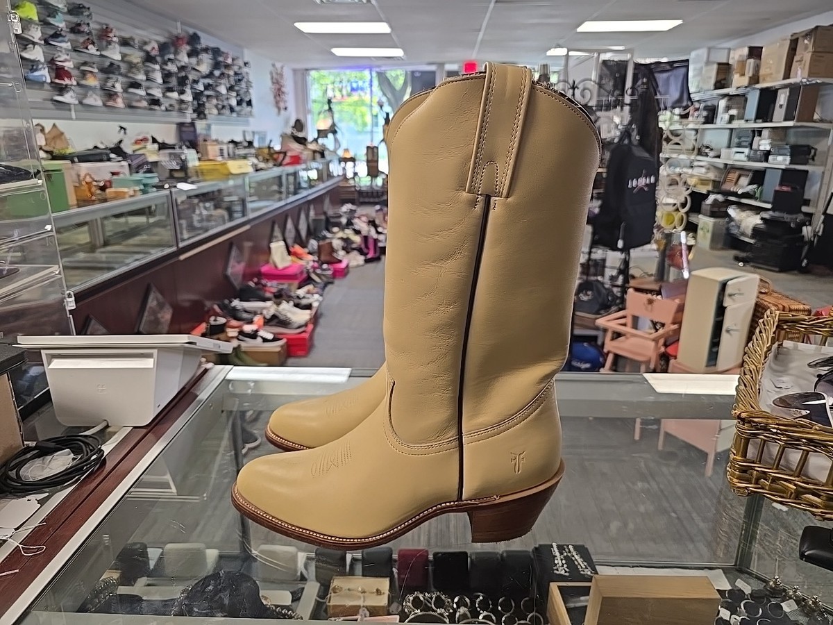 Beautiful!! VTG Frye 2308 Western Cowboy Boots Beige Cream  display picture 1